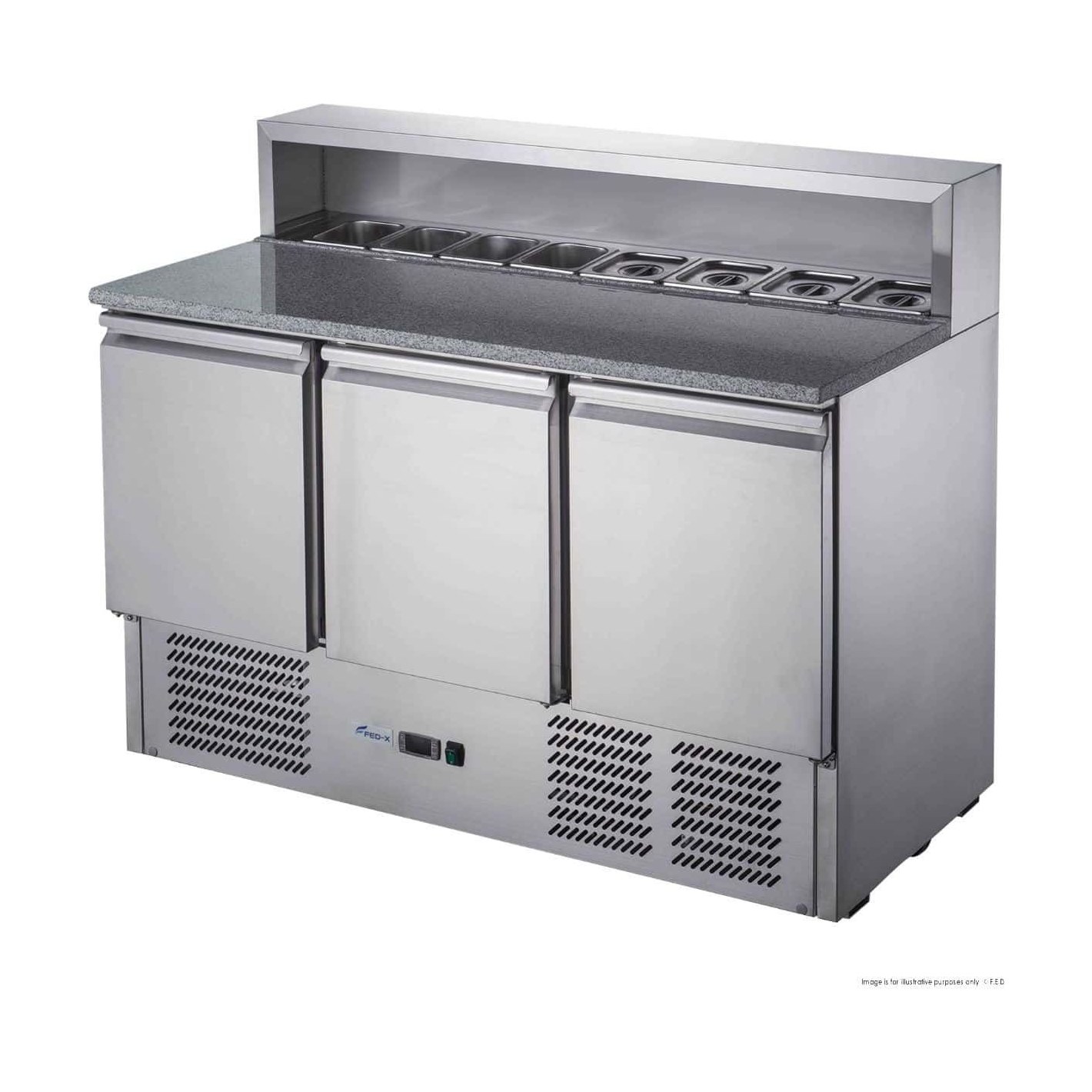 FED-X Three Door Salad Prep Fridge with Marble Top - XGNS1300E