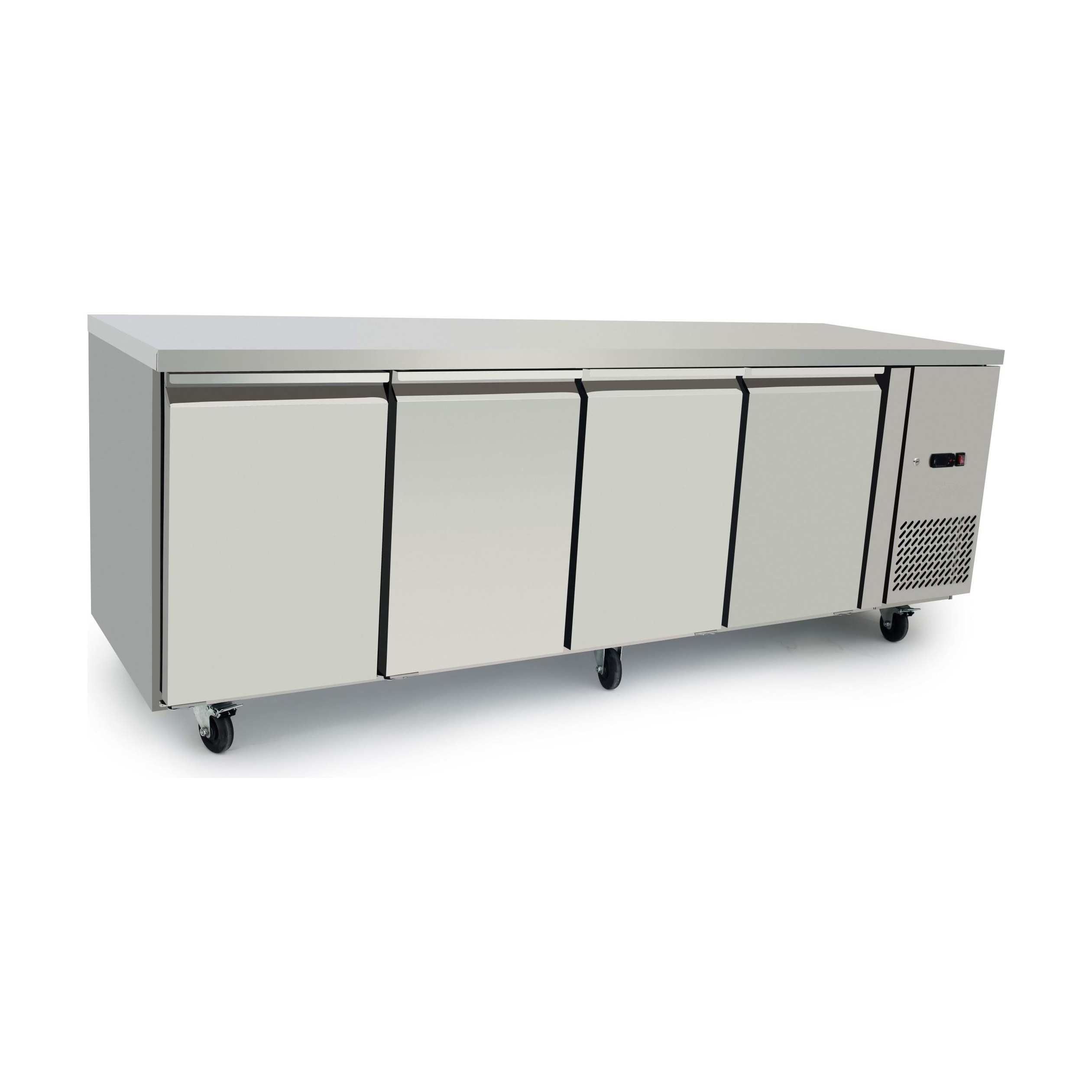 Commercial Under Bench Freezer - Four Door Under Counter Freezer - Wheels / Legs