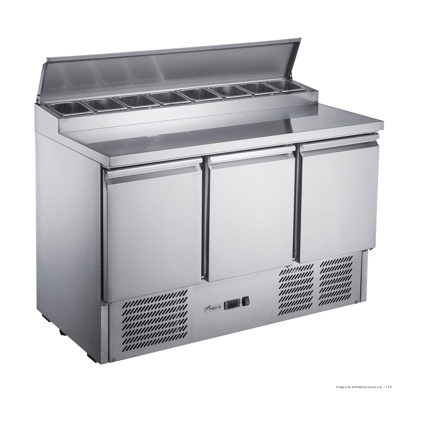 FED-X Three Door Salad Prep Fridge - XGNS1300D