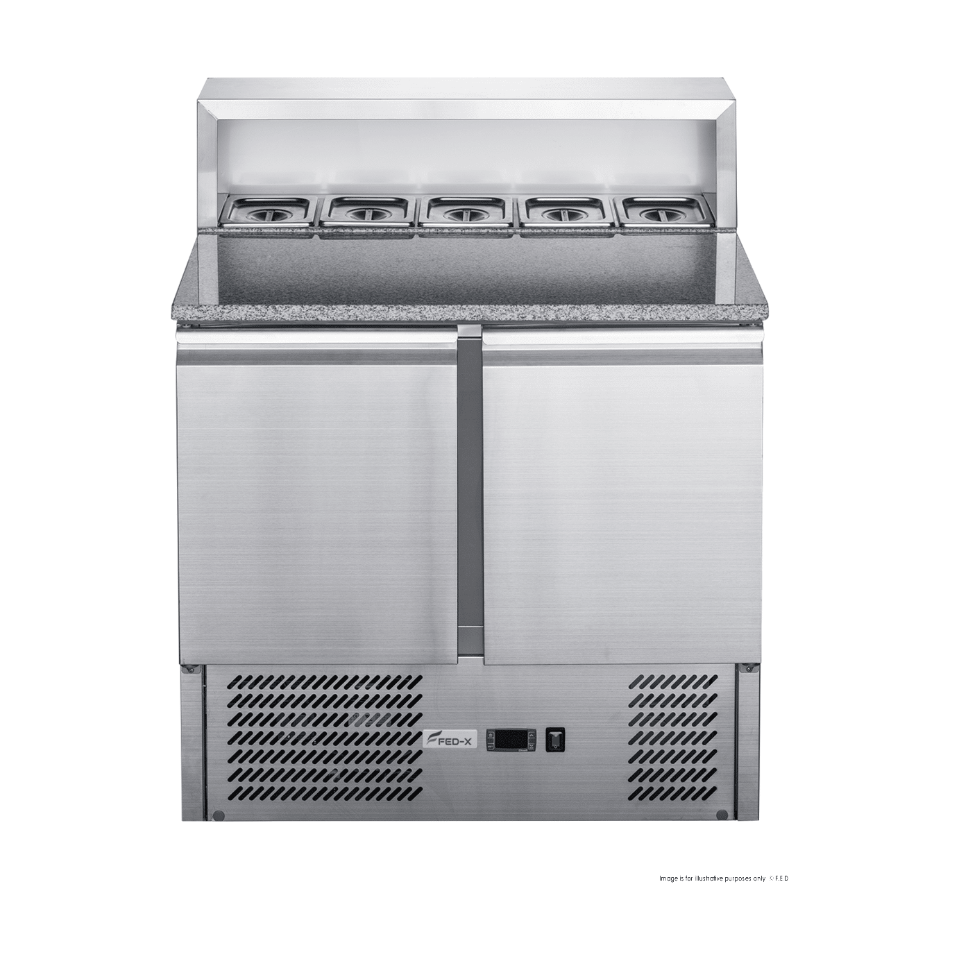 FED-X Two Door Salad Prep Fridge with Marble Top - XGNS900E