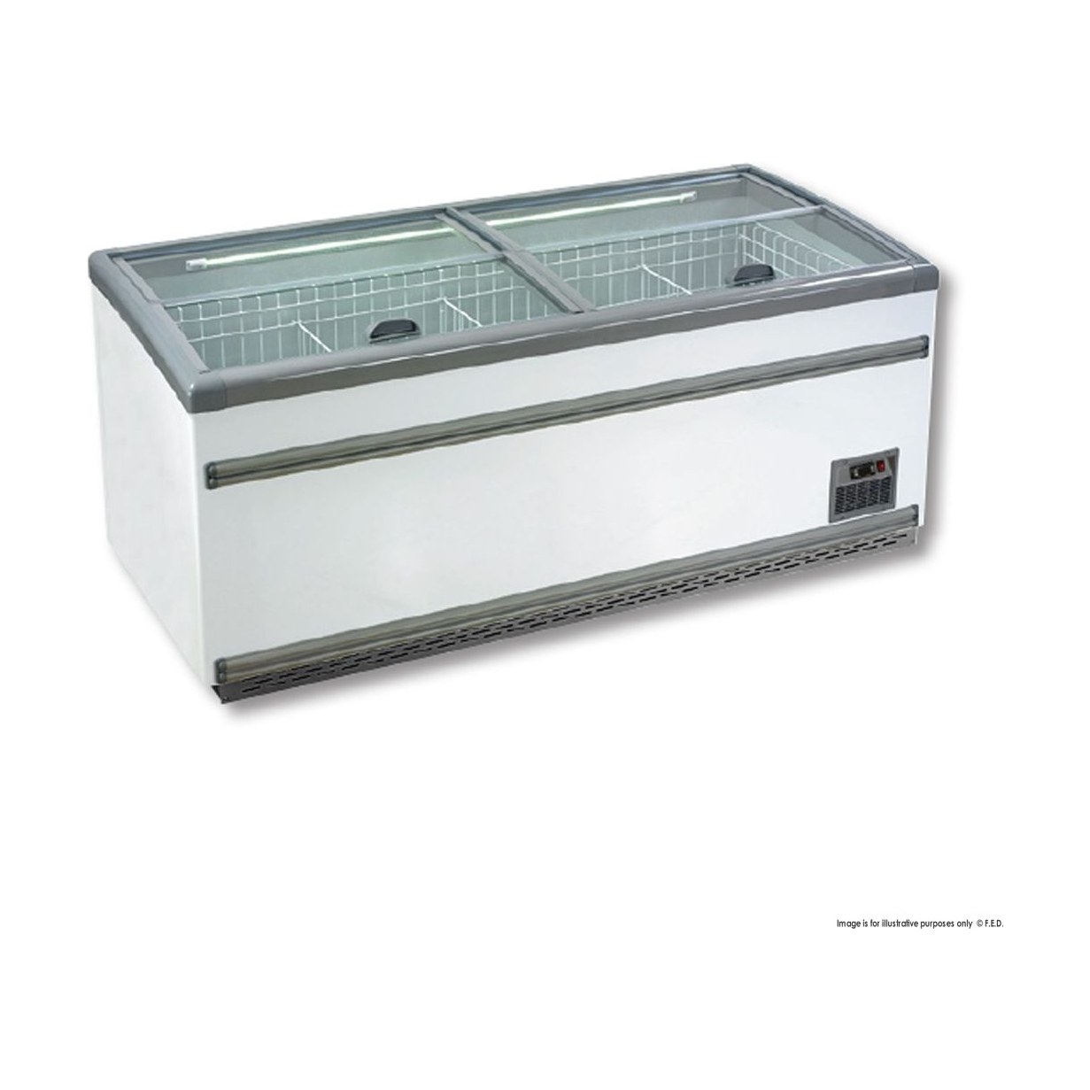 Island Dual Temperature Freezer & Chiller? with Glass Sliding Lids - 650L