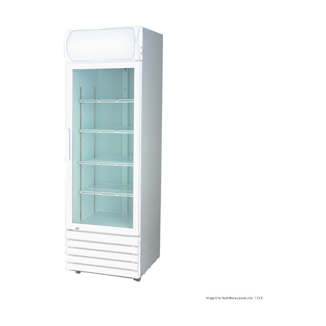 Thermaster 540L Single Glass Door Colourbond Upright Drink Fridge White