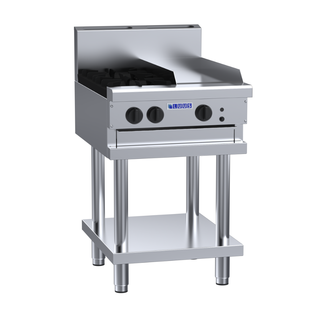 Luus 2 Burner 300mm Griddle Cooktop with flame failure, legs & shelf