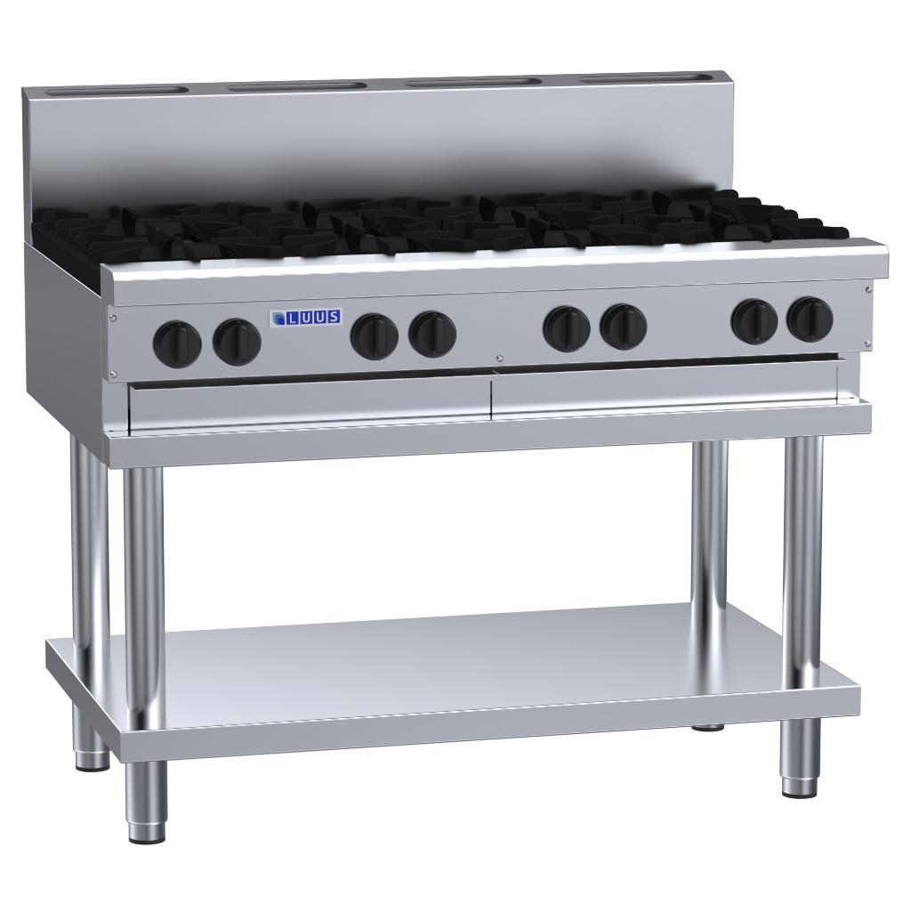 Luus 8 Burner Cooktop with flame failure, legs & shelf