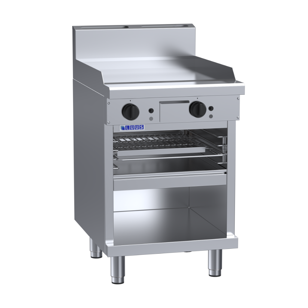 Luus 600mm Griddle Toaster with cabinet base and toasting racks