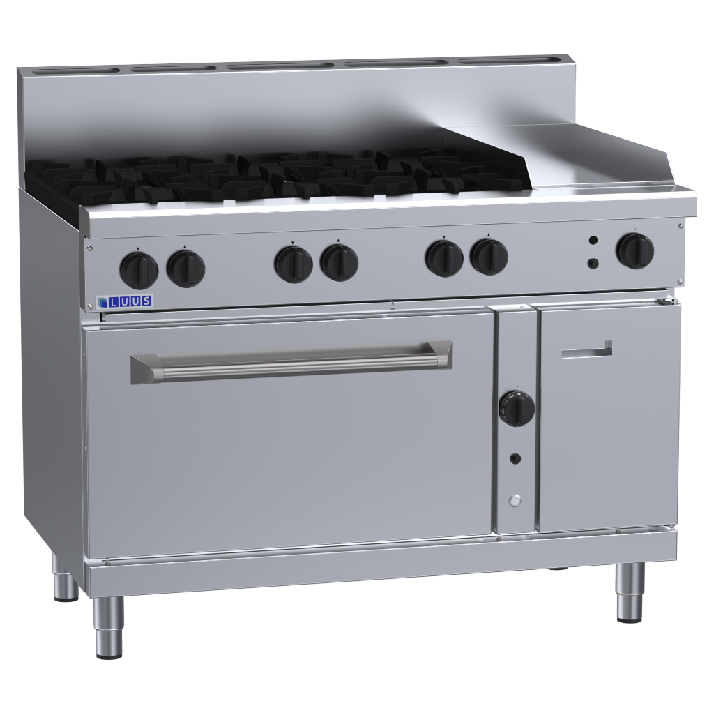 Luus 6 Burner 300mm Griddle & Convection Oven with flame failure