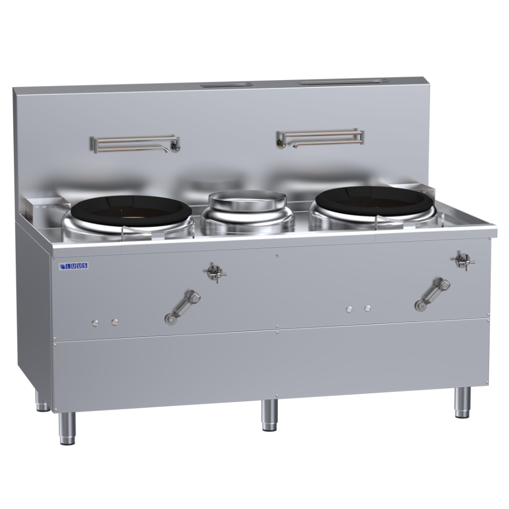 Luus 2 Air-Blast Burners & 1 Centre-Pot Fo San Wok with fan, electronic ignition