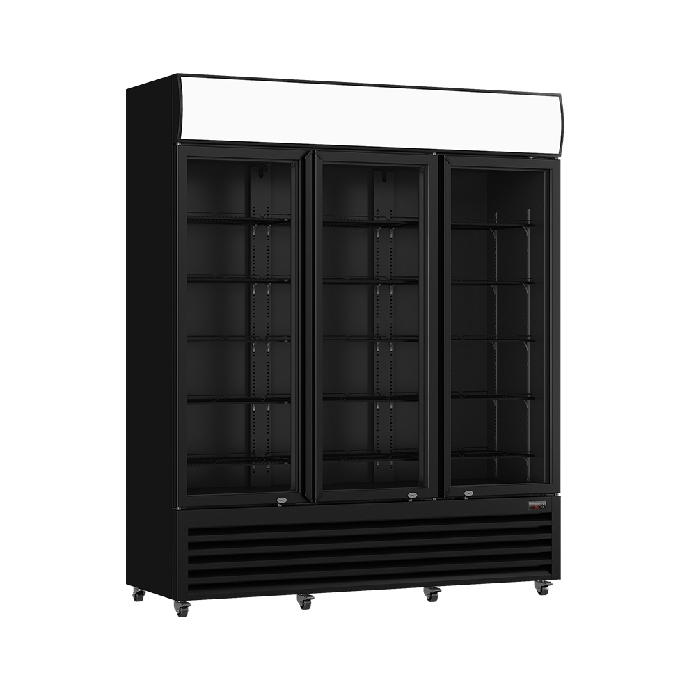 Thermaster Three Glass Door Colourbond Upright Drink Fridge LG-1203BP (Black)