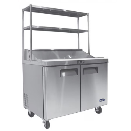 Atosa 2 Door Sandwich Prep Table Fridge With Over Shelf