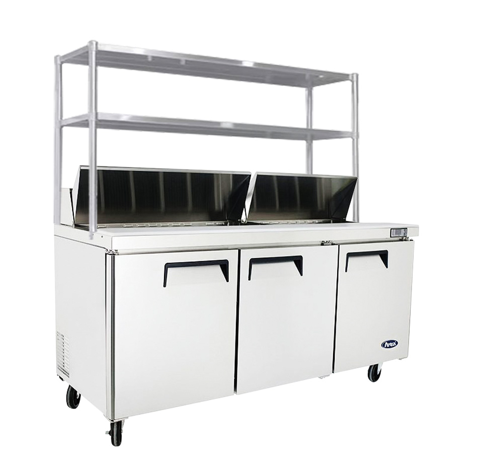 Atosa 3 Door Sandwich Prep Table Fridge With Over Shelf